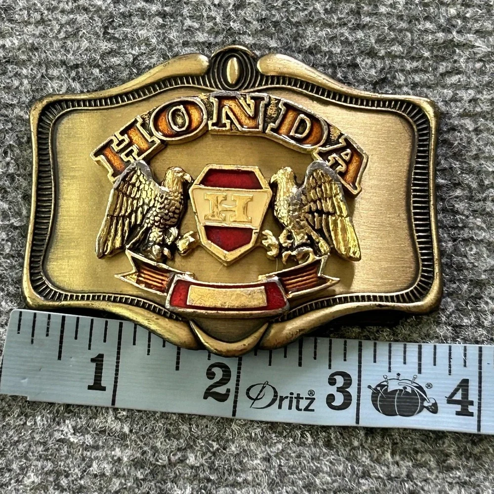 Vintage Honda Belt Buckle‎ Mens Gold Western Eagle Logo Rectangular 1978